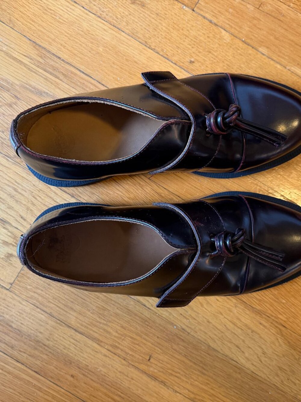 Dr. Martens Burgundy Leather Tassel Loafers - Picture 3 of 15